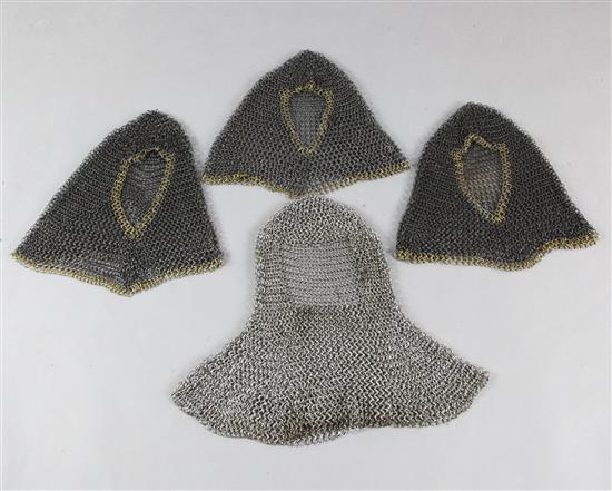 Macbeth: Three matching chain mail hoods and another similar soldiers hood